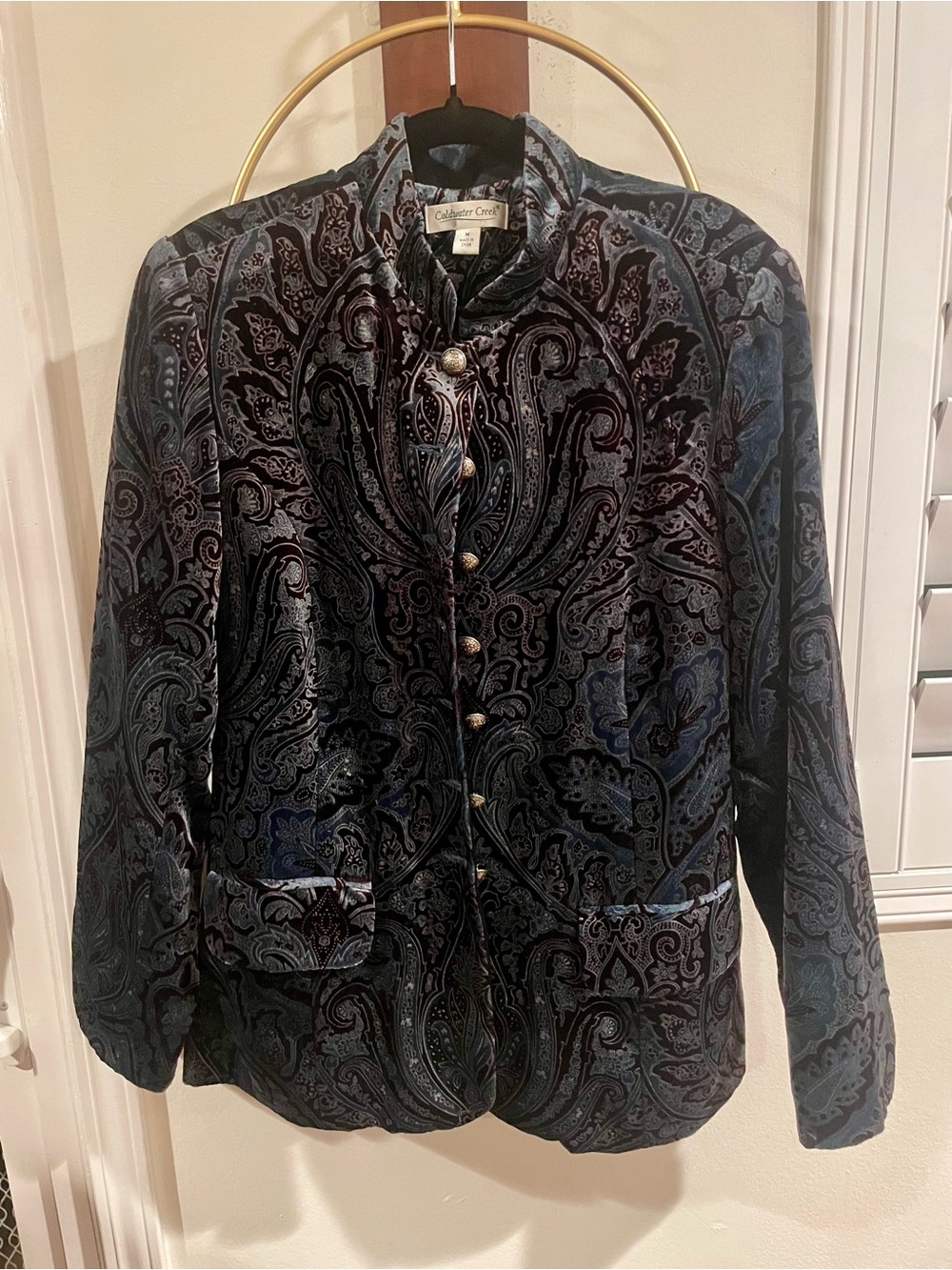 Coldwater Creek Velvet Paisley Blazer in Navy and Black